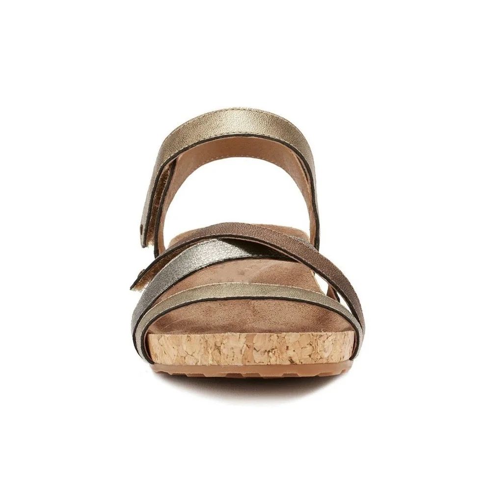 Ros Hommerson Womens Metallic Strappy Cork Wedge Sandals Gold Silver Bronze 10 M - Picture 4 of 7